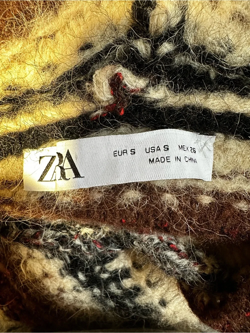 Zara Alpaca Wool Hooded Lace Up Striped Sweater Boho Western Cozy S - Picture 7 of 11